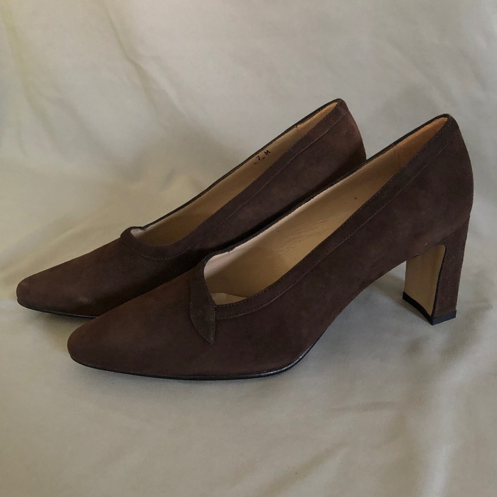 Sesto Meucci Brown Suede Pointed-Toe Heels